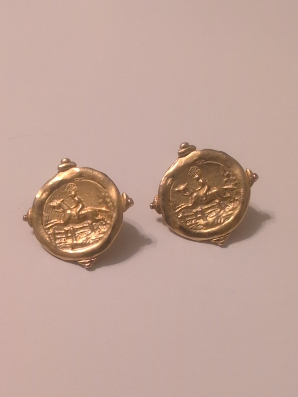 Susan Shaw Round Equestrian Stud Earrings - Women Jewelry